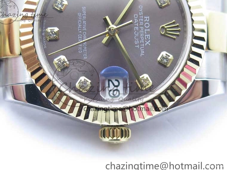 0112 SoftTouch Datejust 31mm 278273 SS YG BP Maker Best Edition Gray Diamonds Dial on SS YG Oyster Bracelet 2715